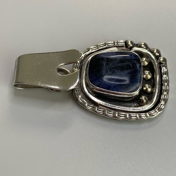Silpada Vintage Rare Sterling Silver BOLD & BEAUTIFUL Sodalite Pendant & Collar - Picture 3 of 15